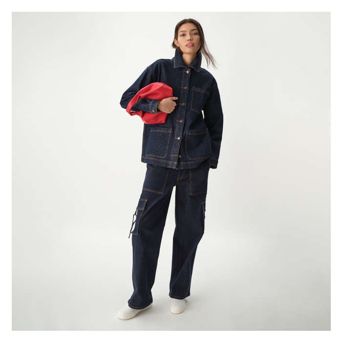 Aux Femmes Jean cargo fonctionnel - Laver Foncé